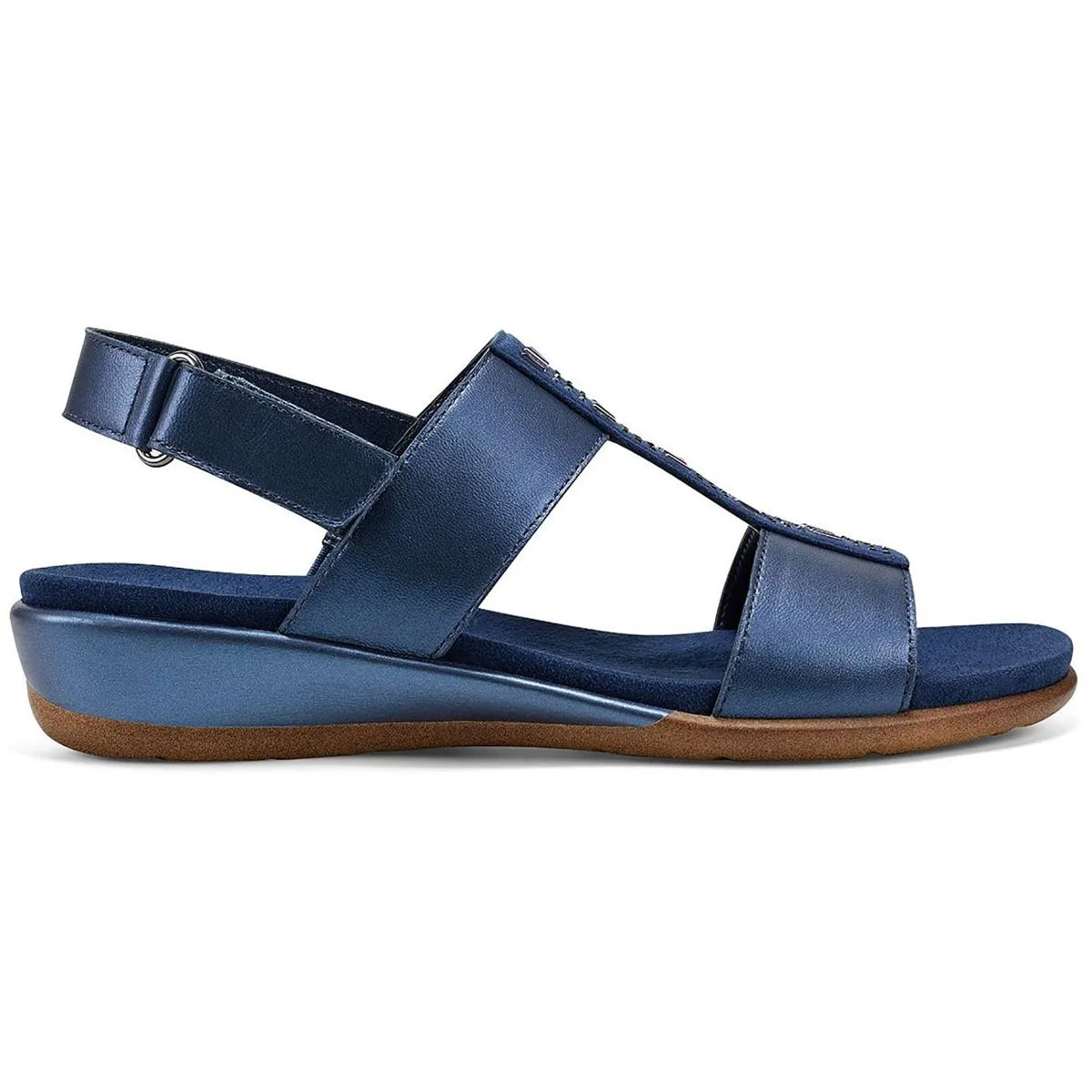 Easy Spirit Womens Hazel Leather Embellished Flat Sandals