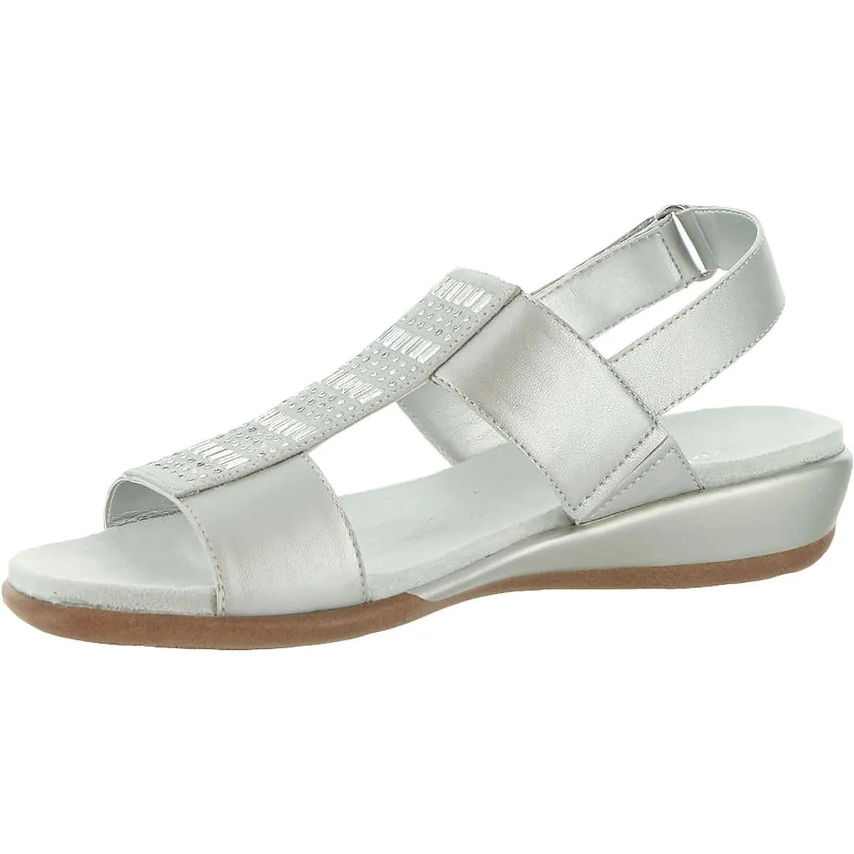 Easy Spirit Womens Hazel Leather Embellished Flat Sandals
