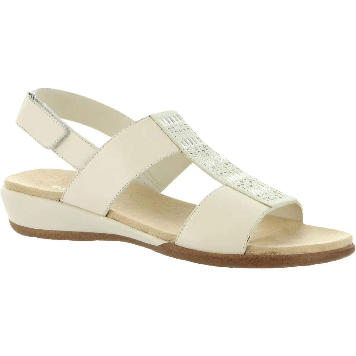 Easy Spirit Womens Hazel Leather Embellished Flat Sandals