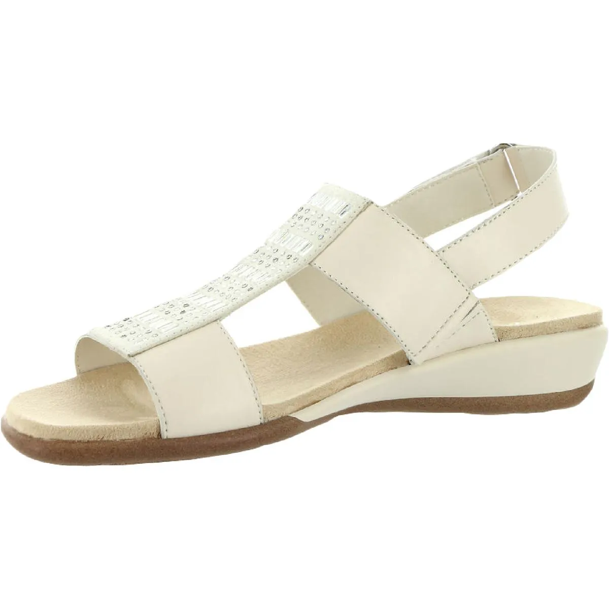 Easy Spirit Womens Hazel Leather Embellished Flat Sandals