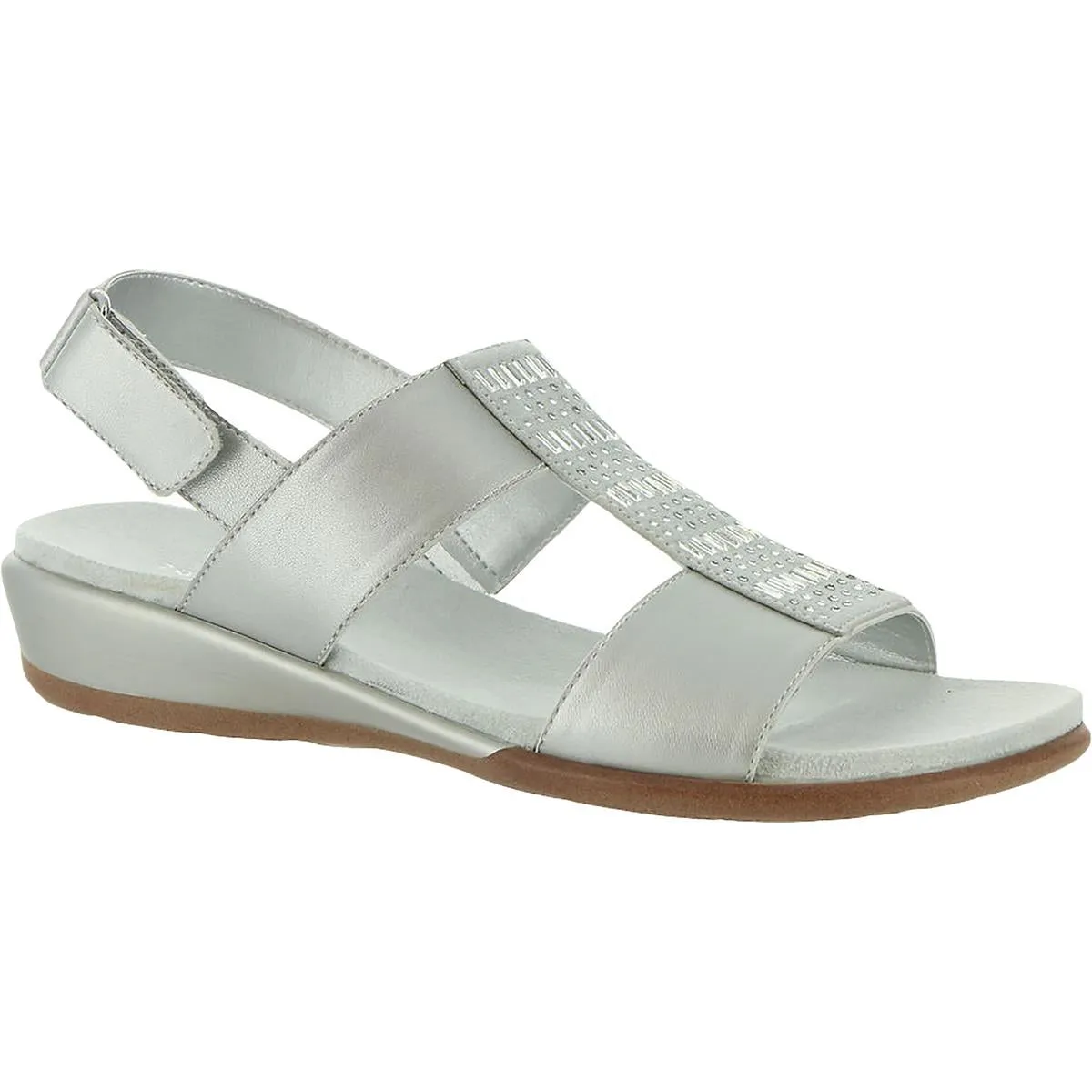 Easy Spirit Womens Hazel Leather Embellished Flat Sandals