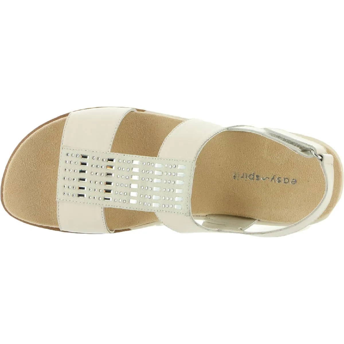 Easy Spirit Womens Hazel Leather Embellished Flat Sandals