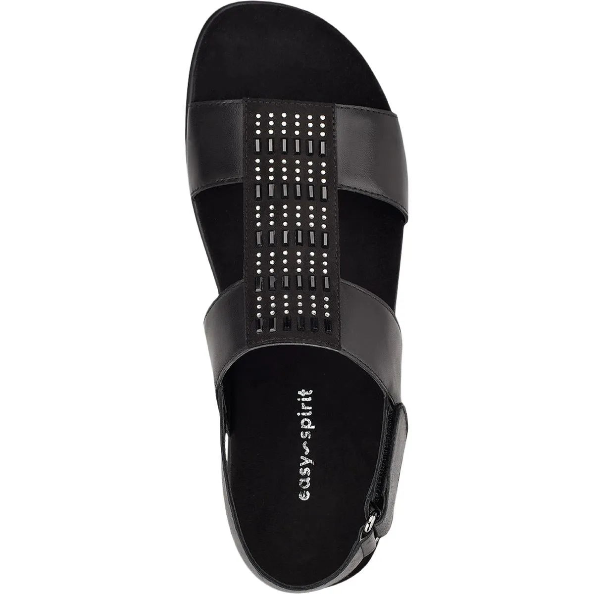 Easy Spirit Womens Hazel Leather Embellished Flat Sandals
