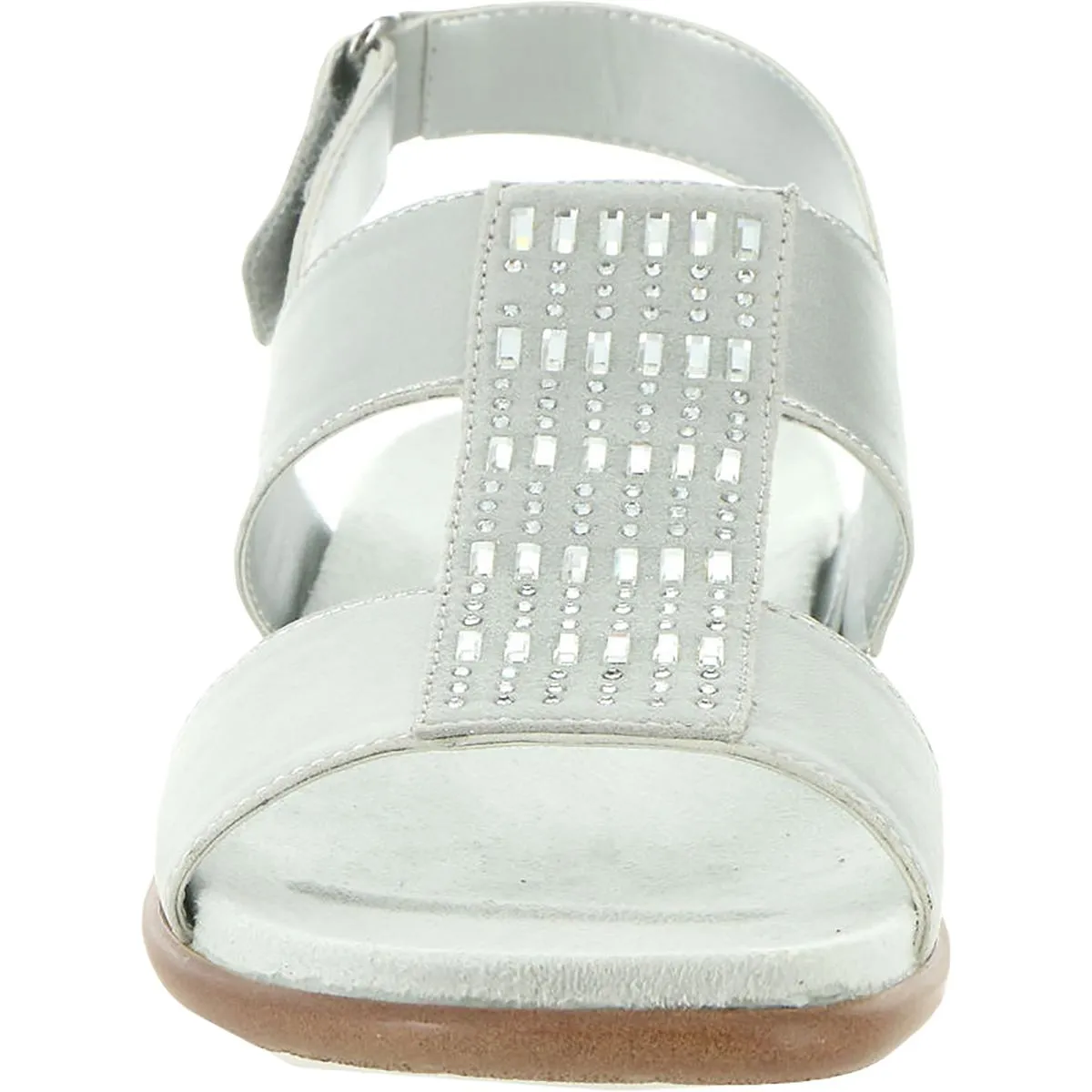 Easy Spirit Womens Hazel Leather Embellished Flat Sandals
