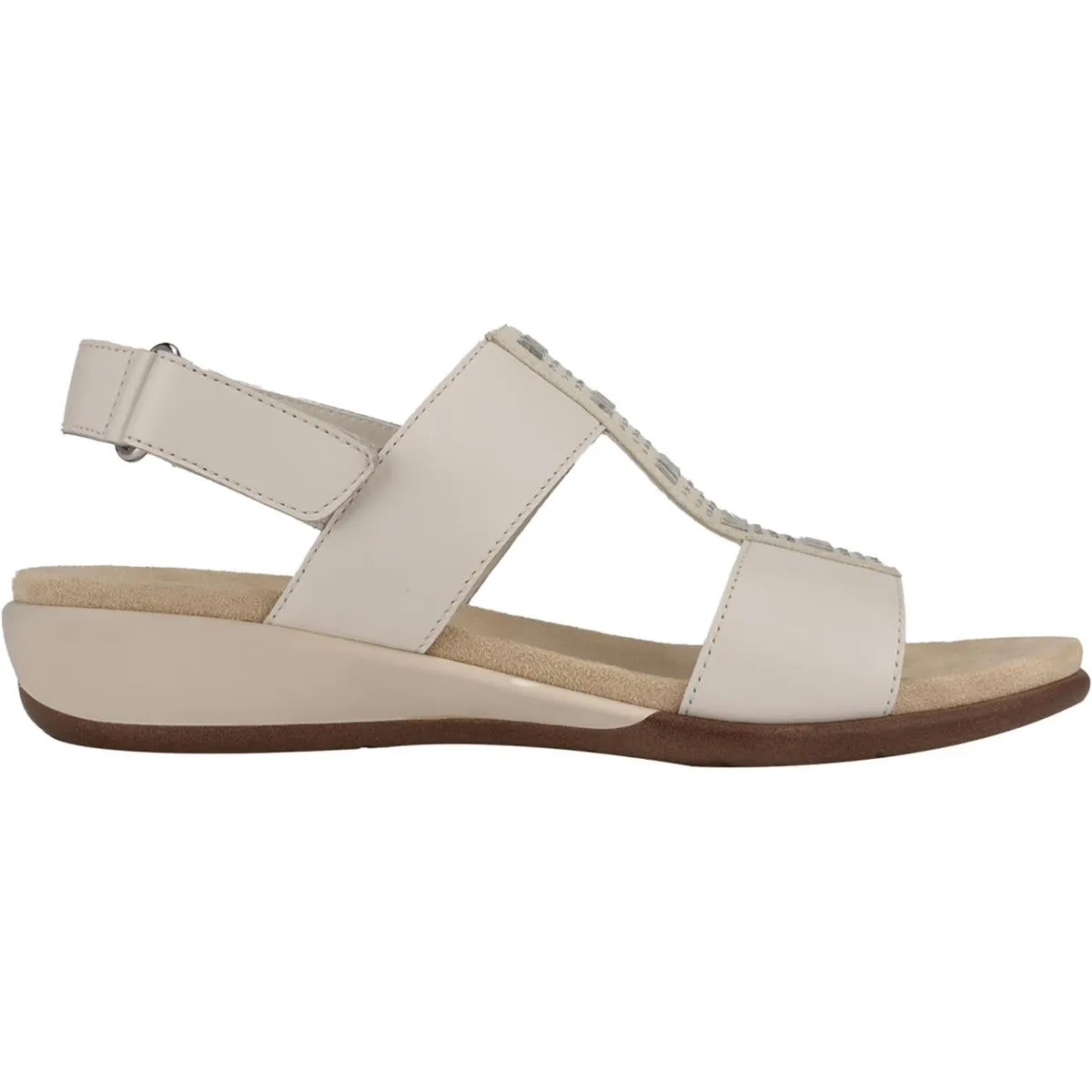 Easy Spirit Womens Hazel Leather Embellished Flat Sandals
