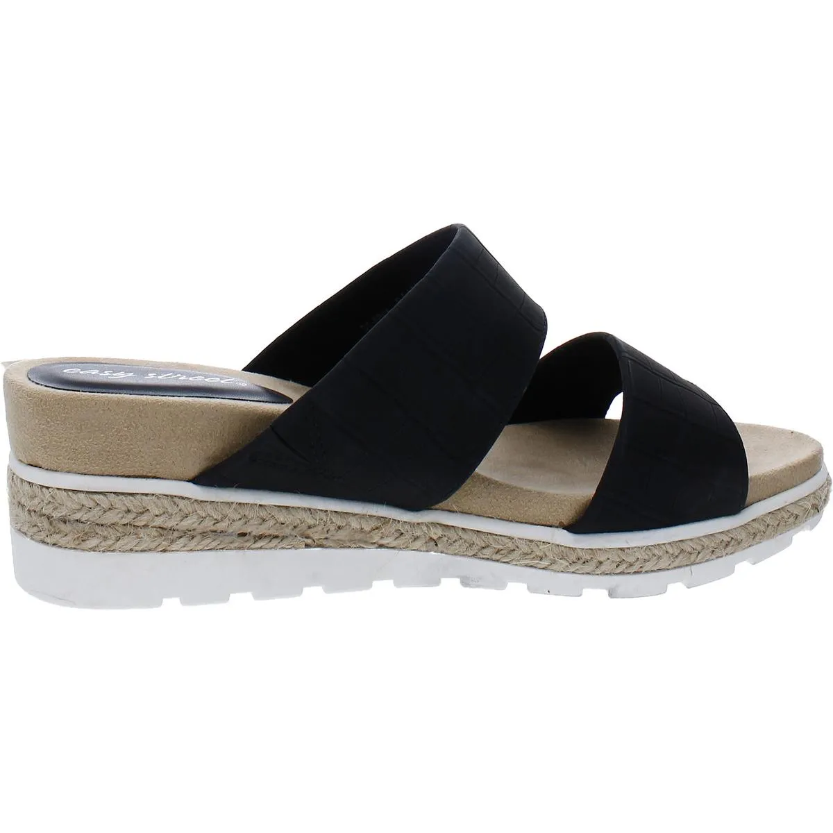Easy Street Womens Maryann Faux Leather Animal Print Wedge Sandals