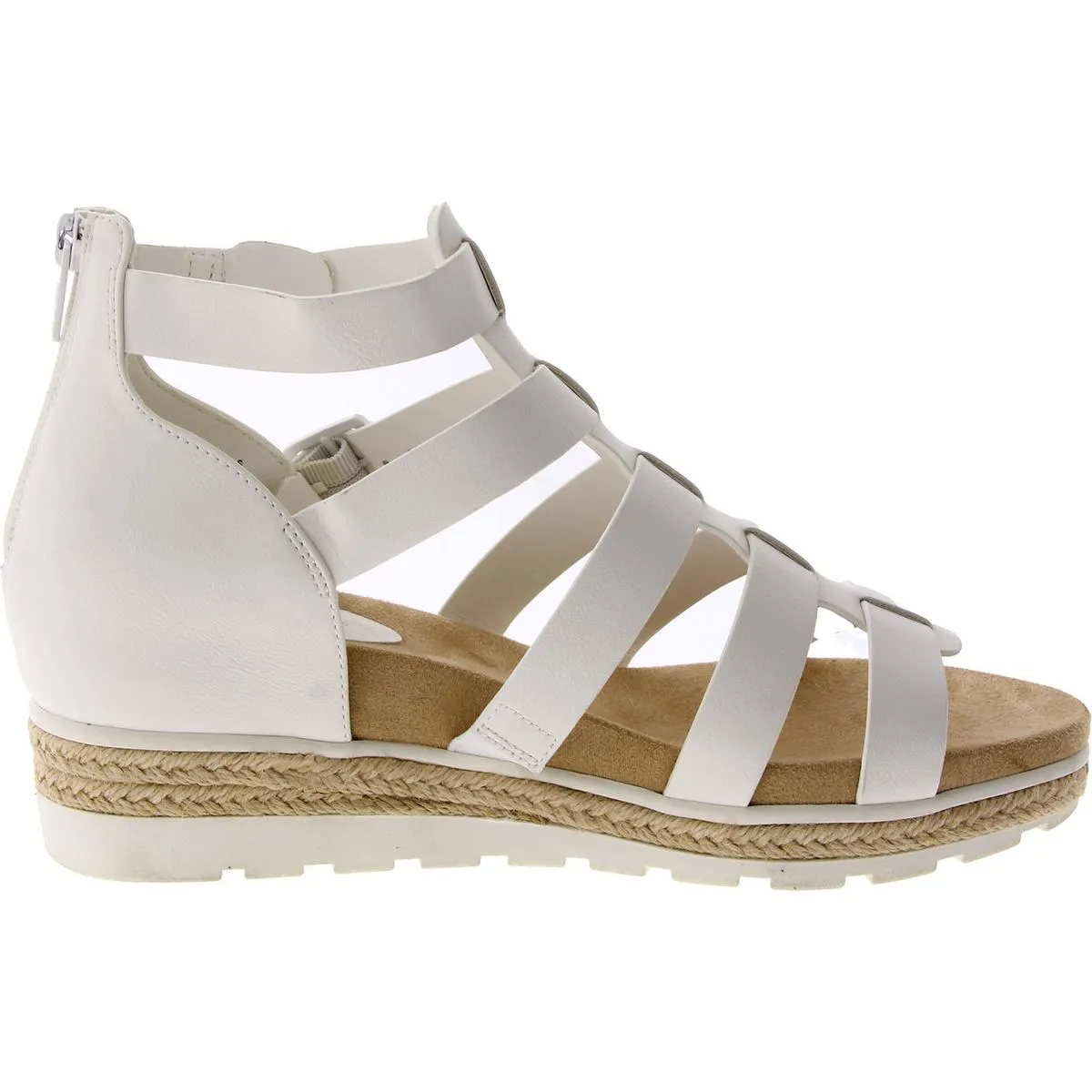 Easy Street Womens Simone Faux Leather Caged Wedge Sandals