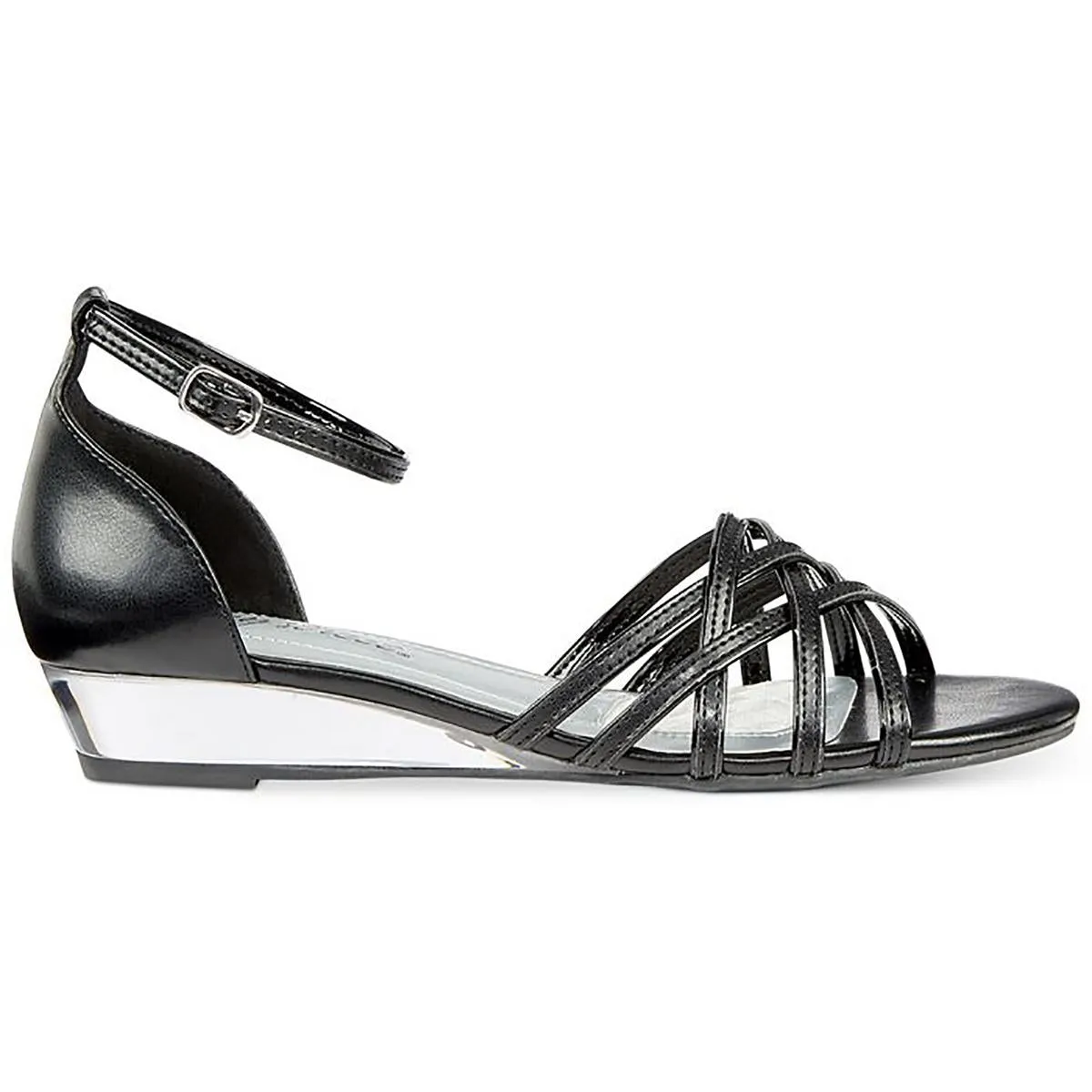 Easy Street Womens Tarrah Faux Leather Glitter Wedge Sandals