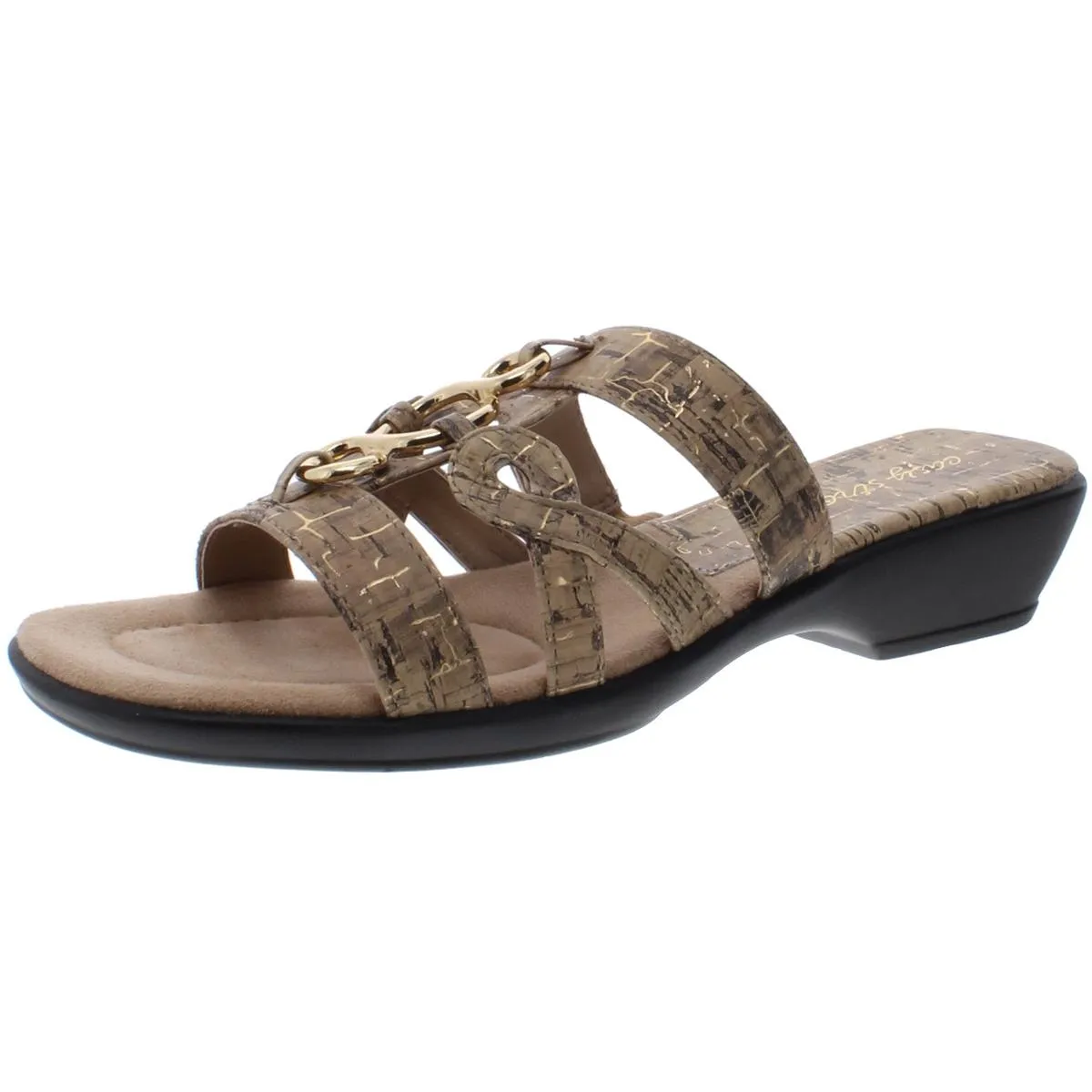 Easy Street Womens Torrid Faux Leather Strappy Slide Sandals
