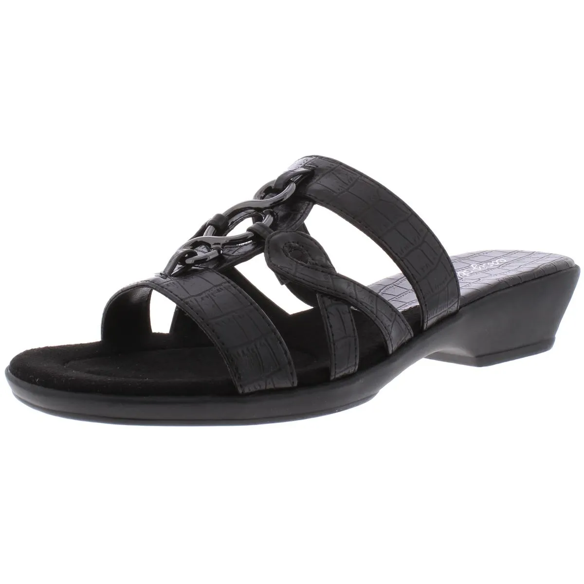 Easy Street Womens Torrid Faux Leather Strappy Slide Sandals