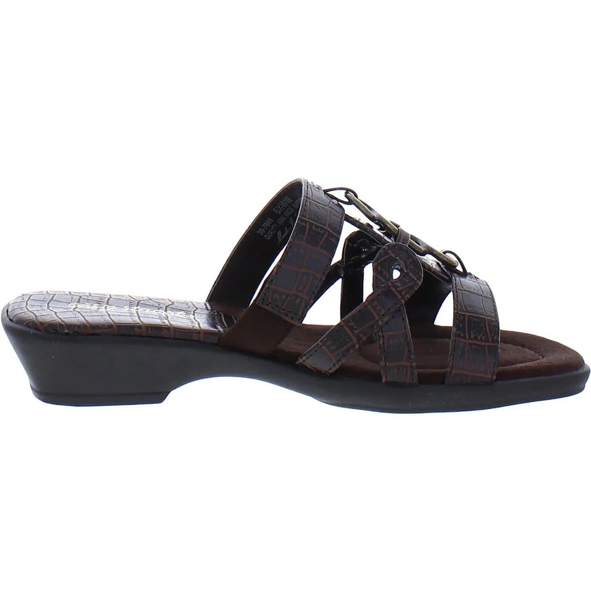 Easy Street Womens Torrid Slip On Faux Leather Wedge Sandals