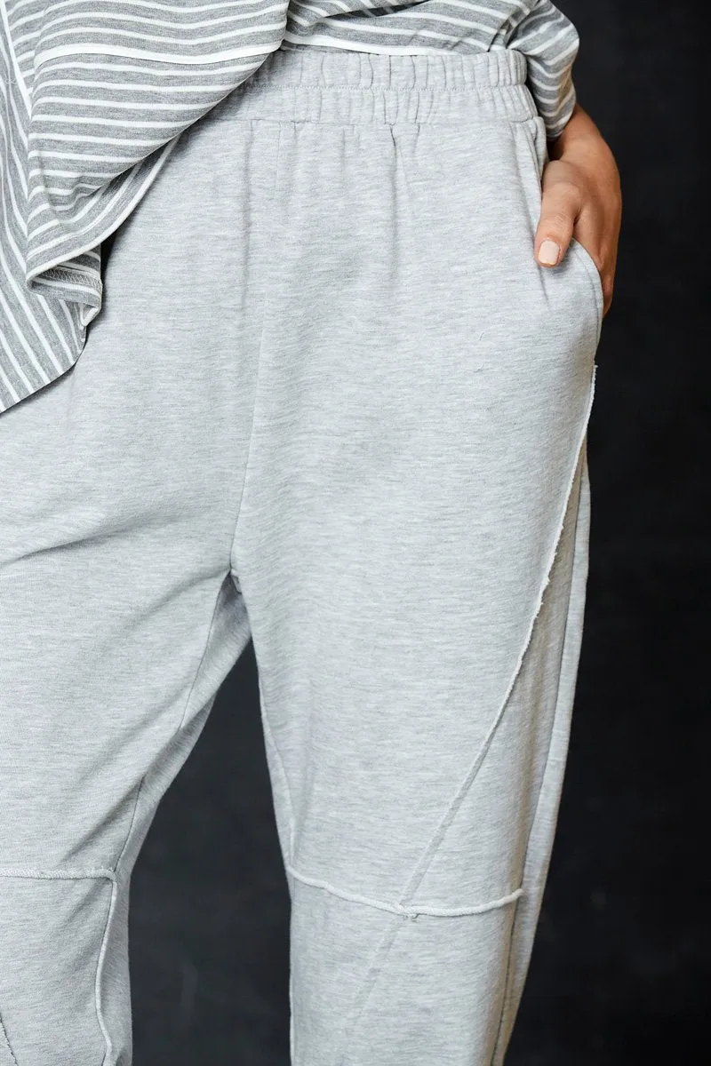 Eb & Ive Arrival seam detail sweat pant in Grey Marl