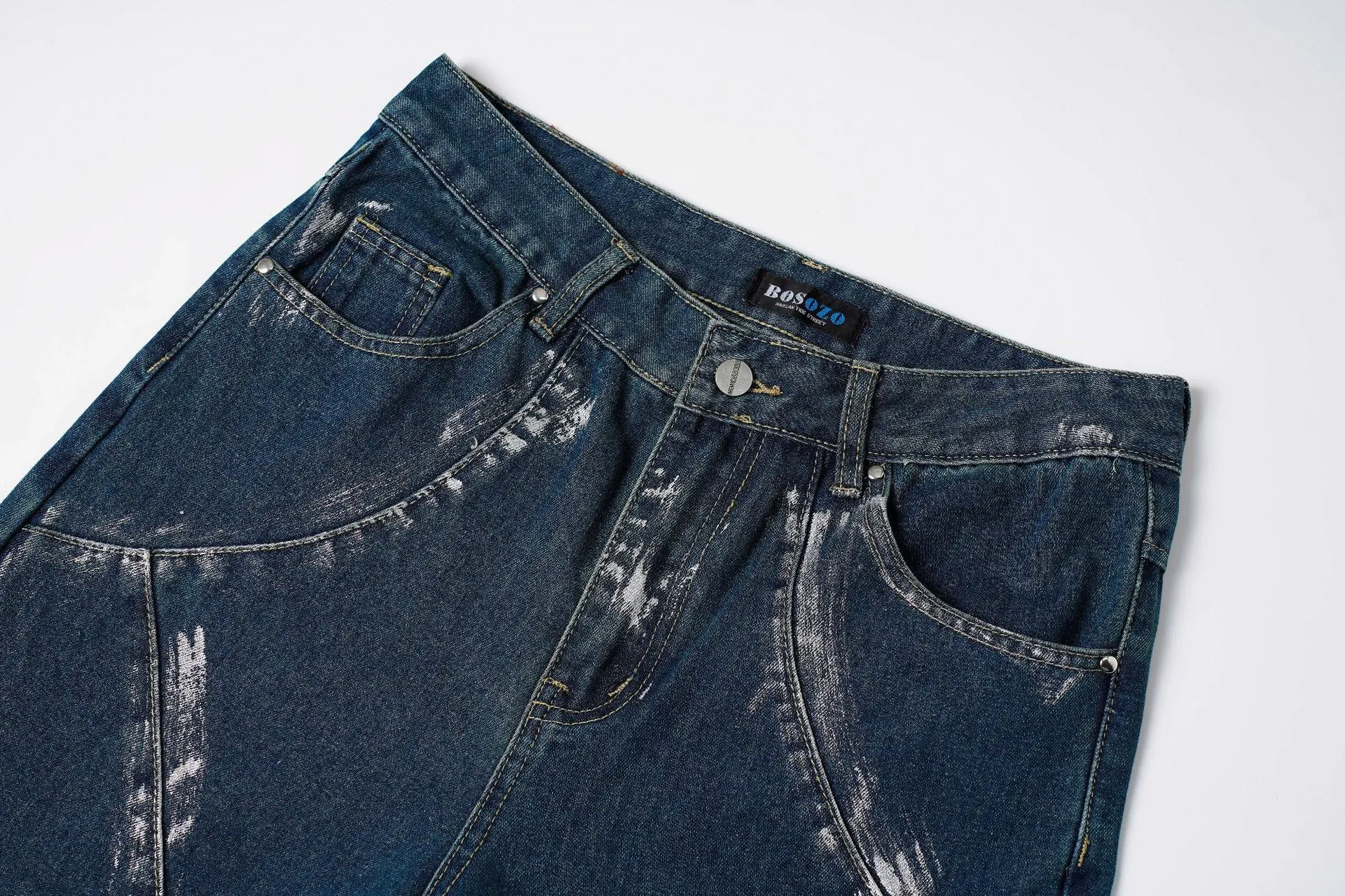 edgy denim wide leg trousers