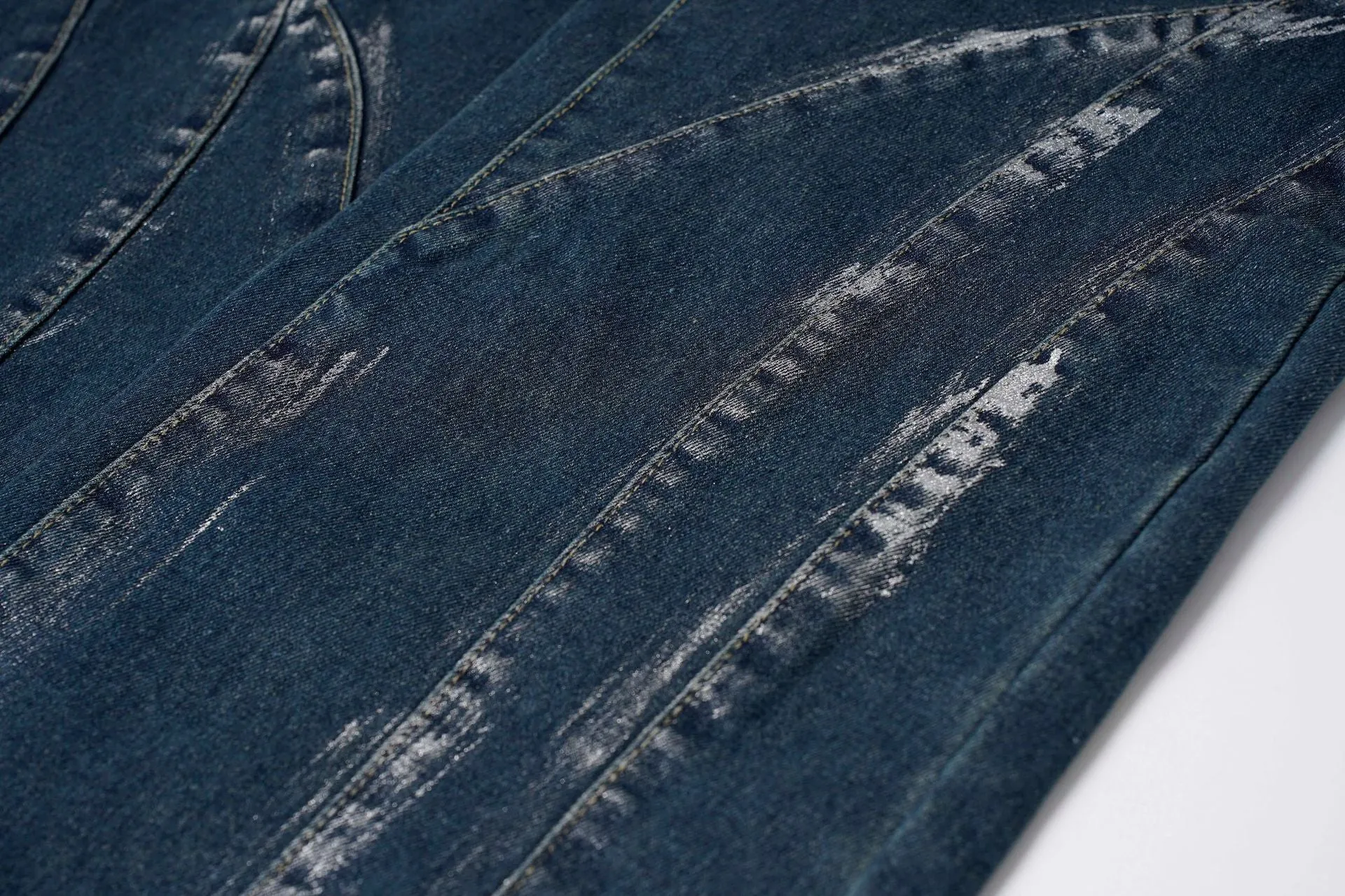 edgy denim wide leg trousers