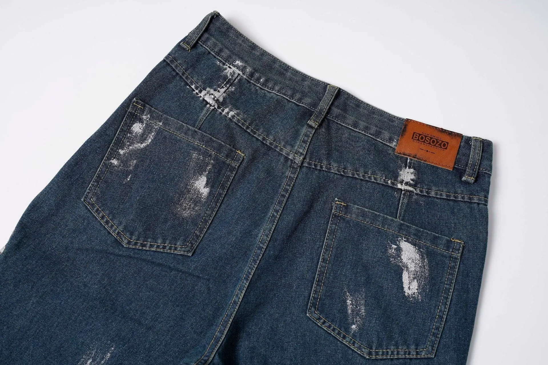 edgy denim wide leg trousers