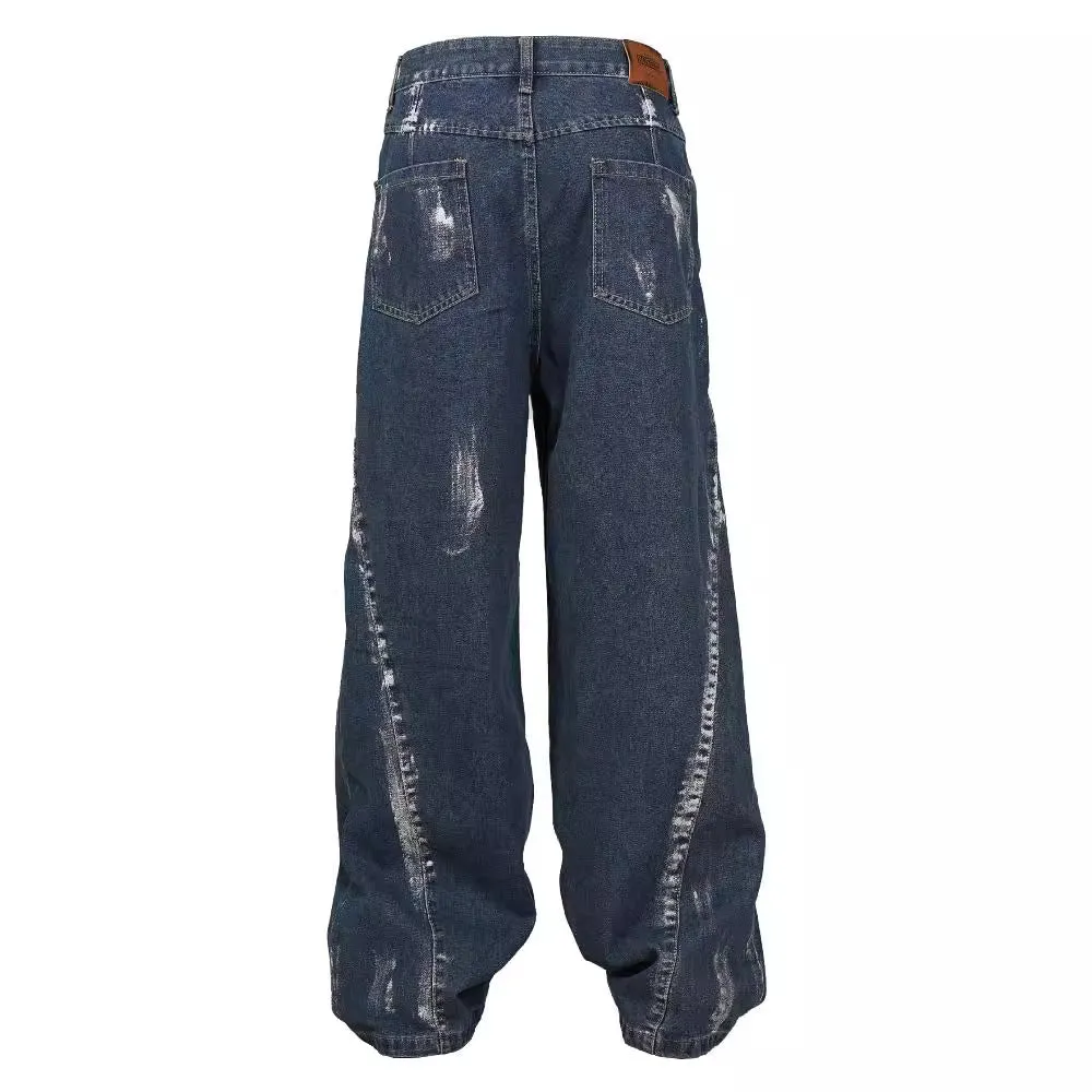 edgy denim wide leg trousers