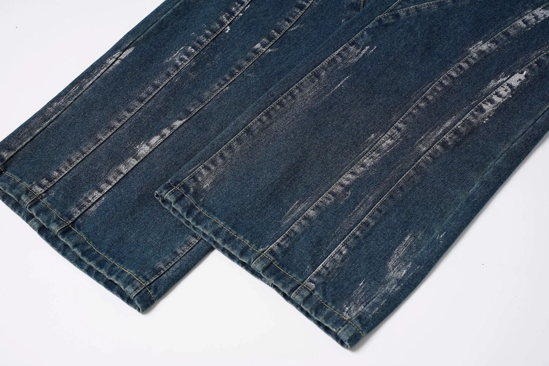 edgy denim wide leg trousers