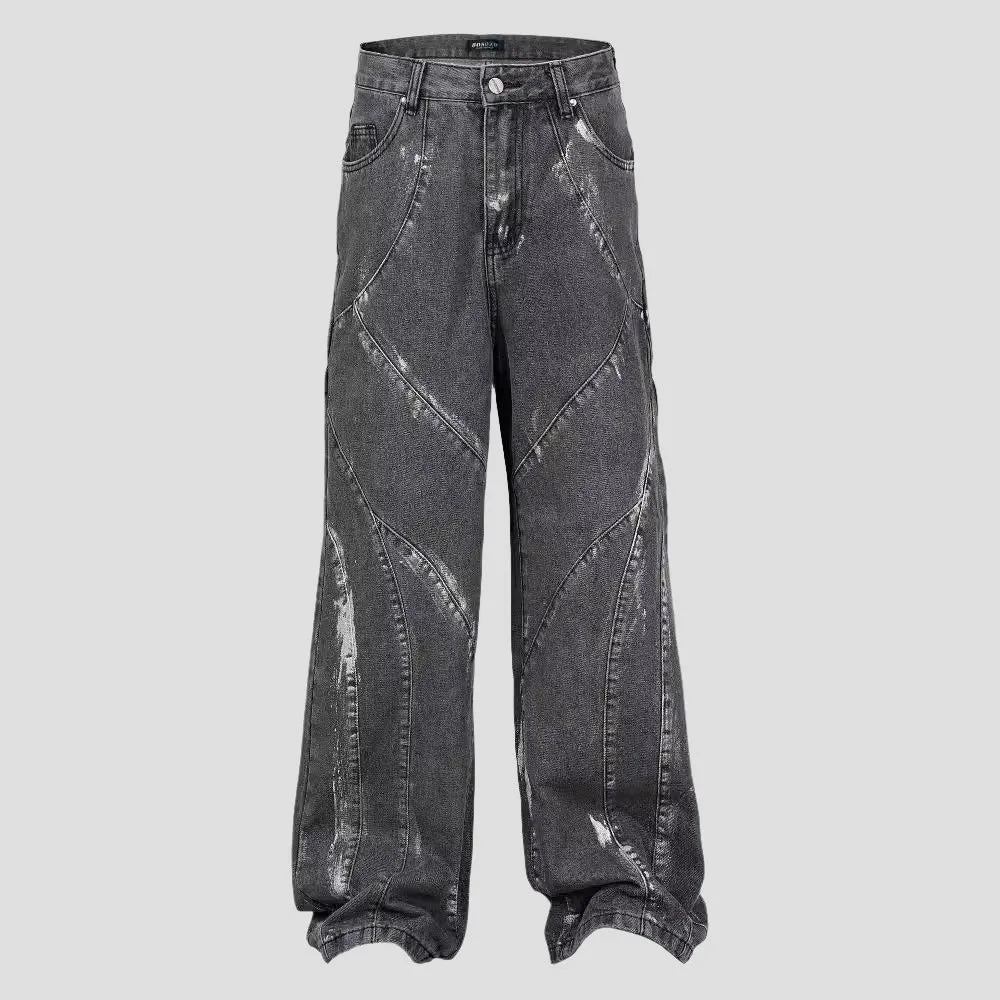 edgy denim wide leg trousers