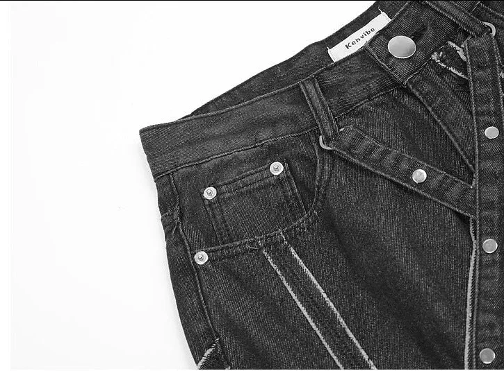 edgy spider graphic cargo pants