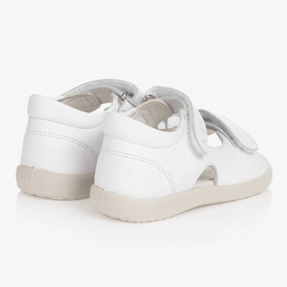 Falcotto Unisex baby White Leather Sandals