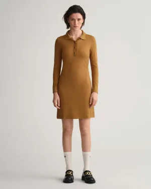 Gant Apparel Womens JERSEY POLO DRESS 210/ROASTED WALNUT