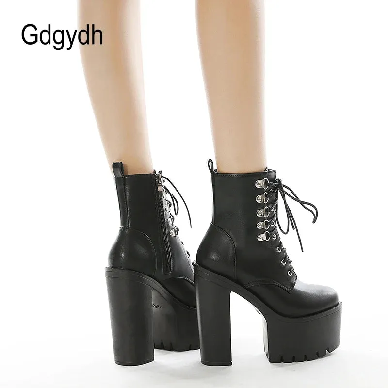 Gdgydh Ultra High Heels Women Motorcycle Boots