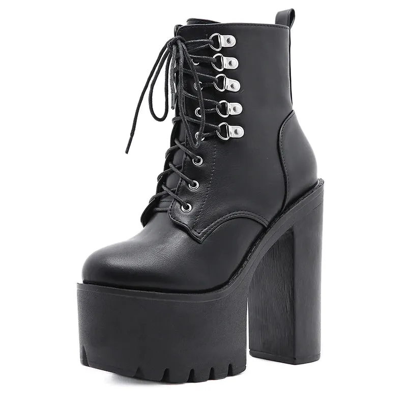 Gdgydh Ultra High Heels Women Motorcycle Boots