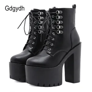 Gdgydh Ultra High Heels Women Motorcycle Boots