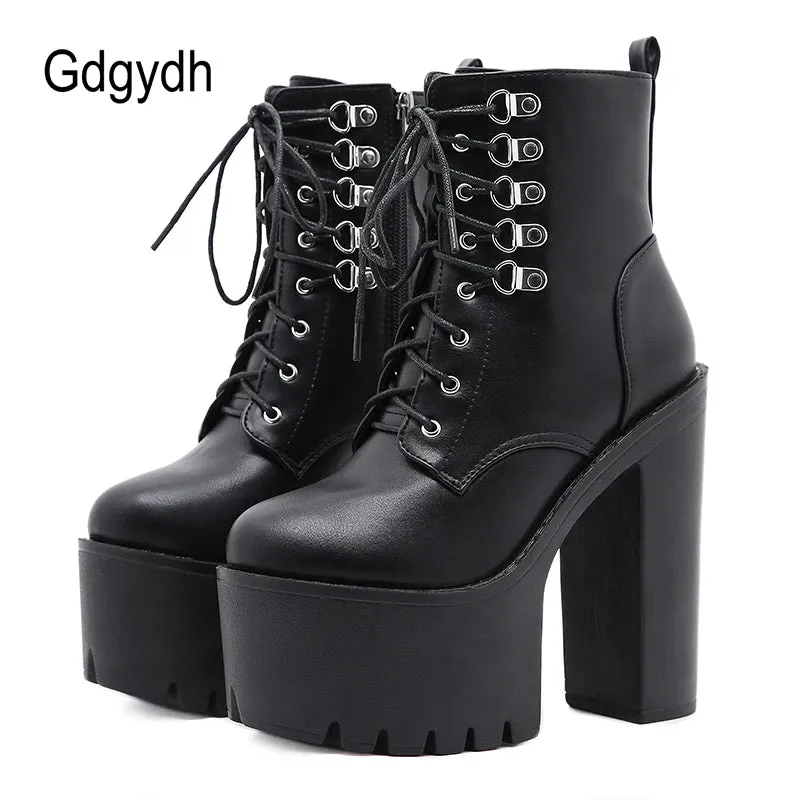 Gdgydh Ultra High Heels Women Motorcycle Boots