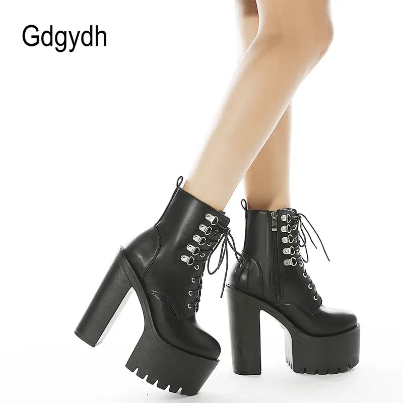 Gdgydh Ultra High Heels Women Motorcycle Boots