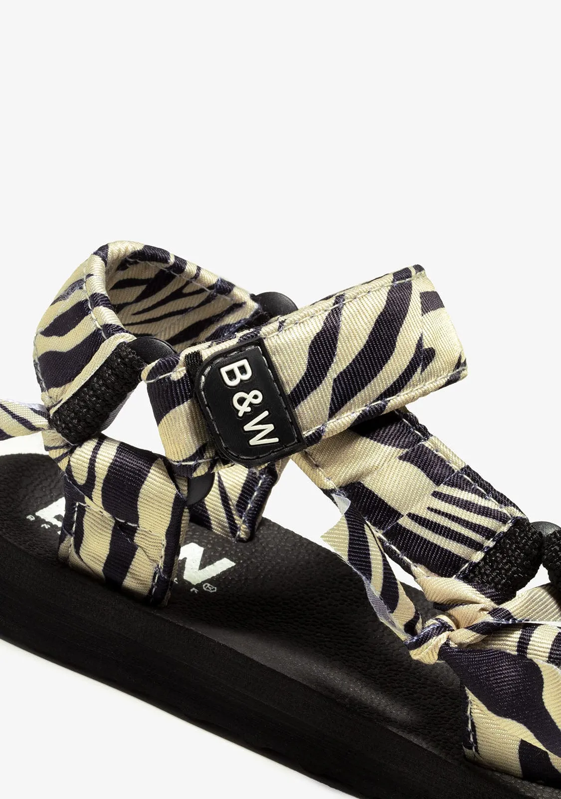 Girl's Zebra Sandals B&W