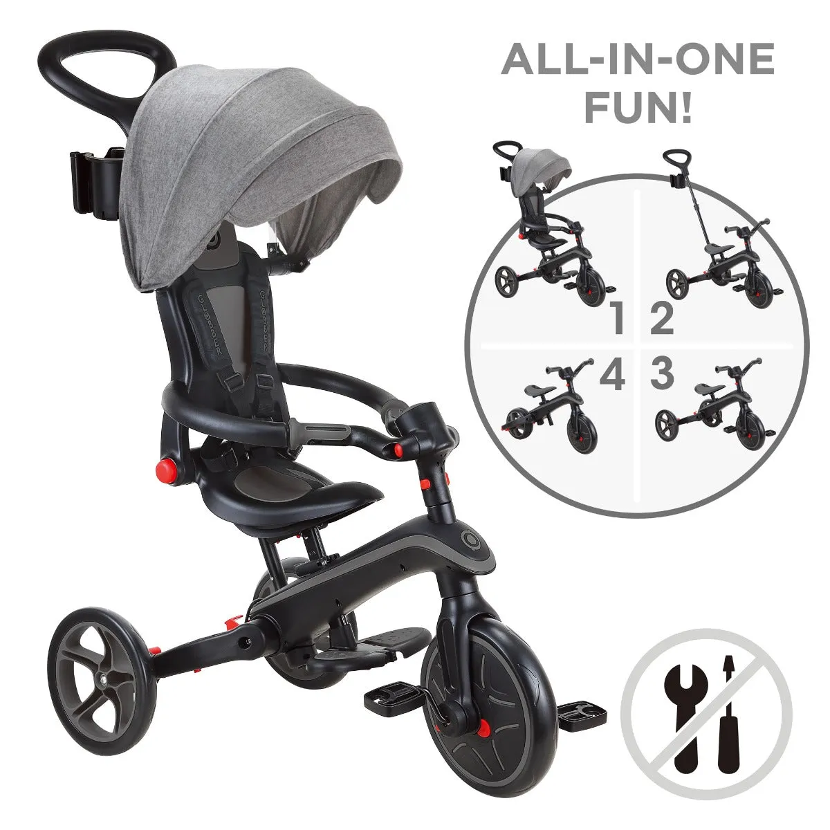 Globber Foldable Explorer Trike  4 in 1 - with Parent Handle