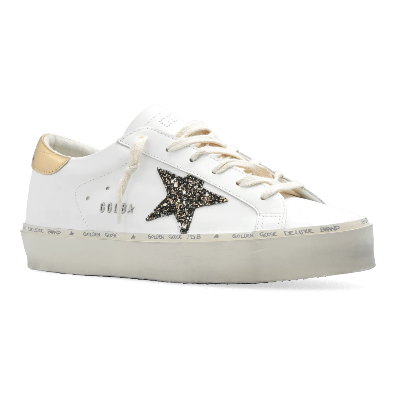 Golden Goose Hi Star Leather Upper Glitter Star Laminated Heel Metal Letterring GWF00118.F004724.11543