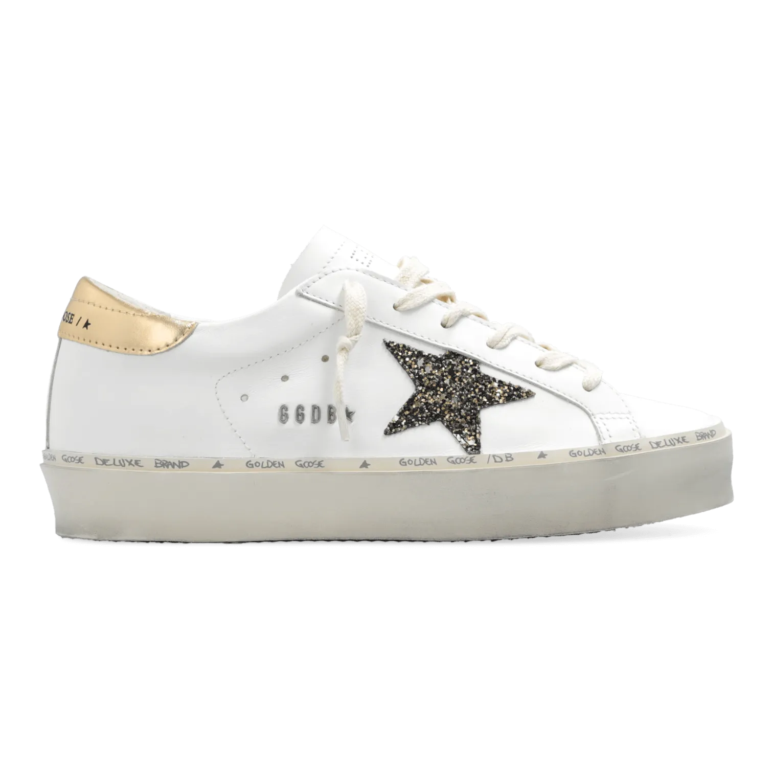 Golden Goose Hi Star Leather Upper Glitter Star Laminated Heel Metal Letterring GWF00118.F004724.11543