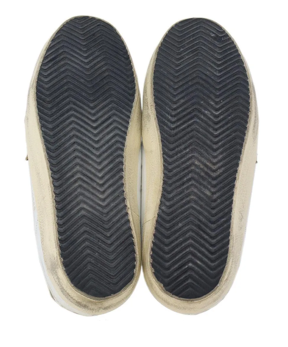 Golden Goose White Leather & Leopard Print Sneakers sz 7