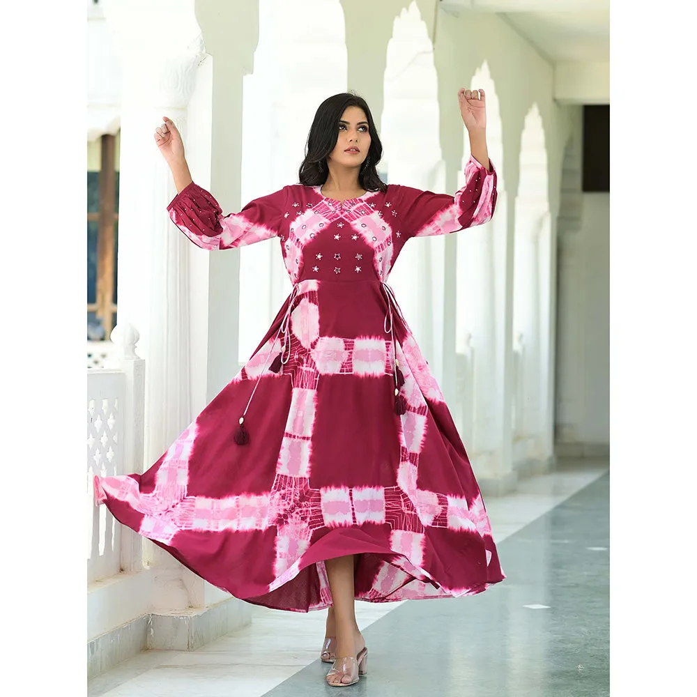 Hatheli Splash of Pink Hues Maxi Cotton Dress