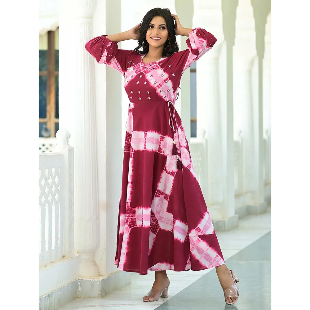 Hatheli Splash of Pink Hues Maxi Cotton Dress