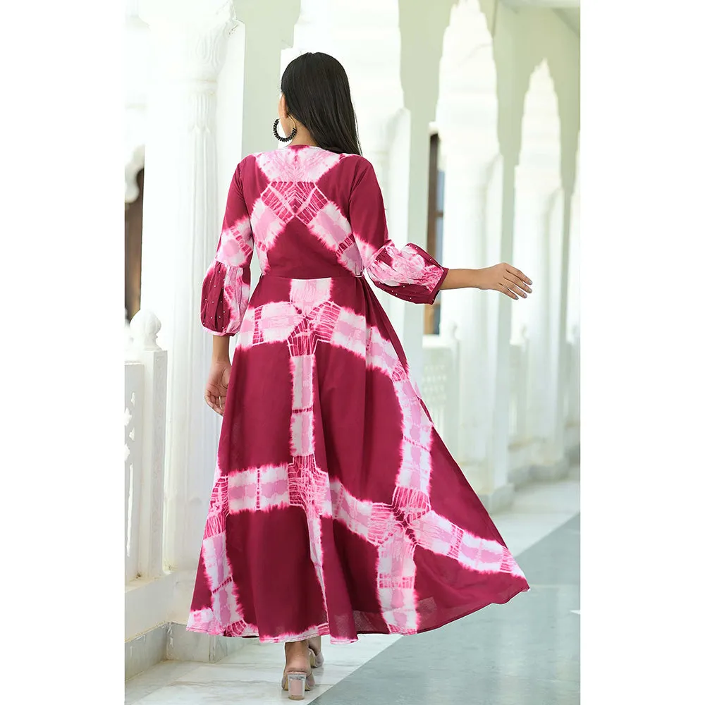 Hatheli Splash of Pink Hues Maxi Cotton Dress