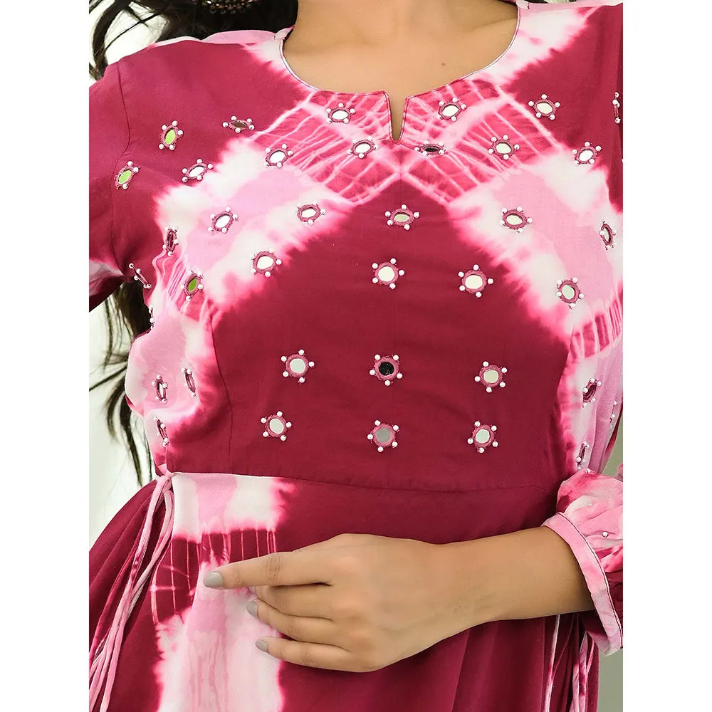 Hatheli Splash of Pink Hues Maxi Cotton Dress