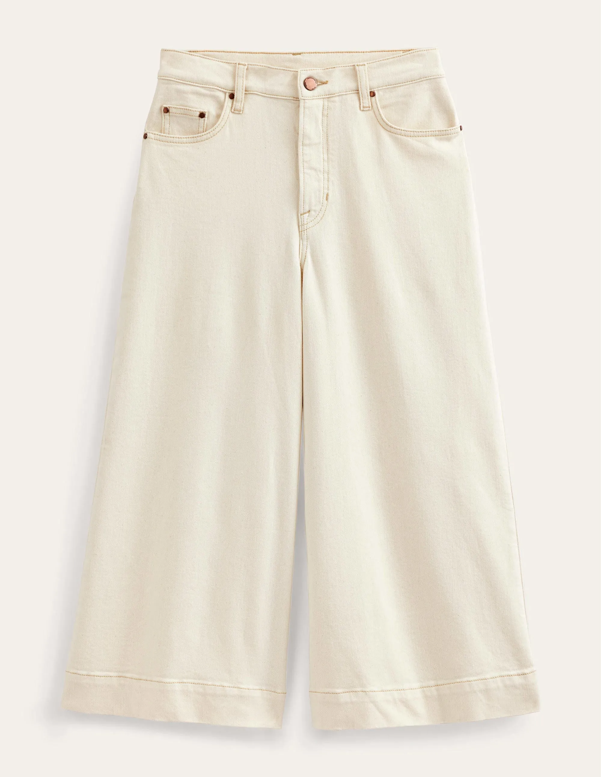 High Rise Culotte Jeans-Ecru