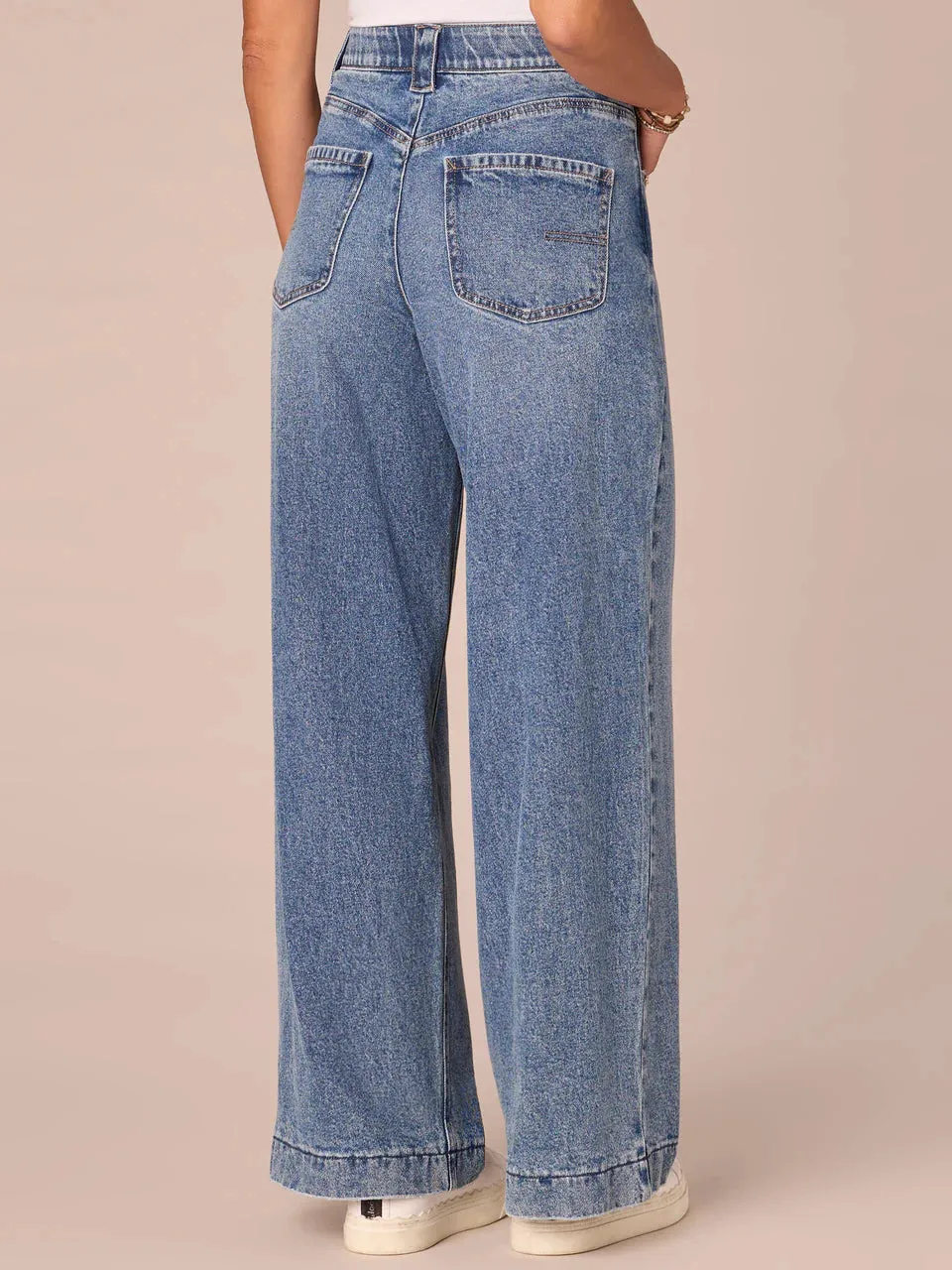 High-Waisted Wide-Leg Denim with Drawstring Detail