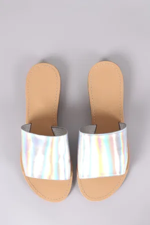 Iridescent Wide Band Slide Sandal