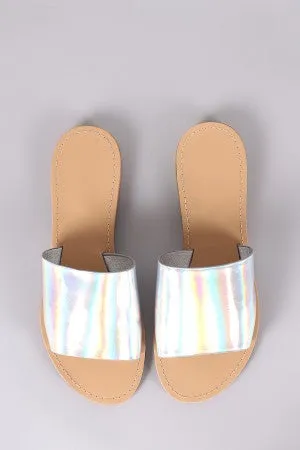 Iridescent Wide Band Slide Sandal
