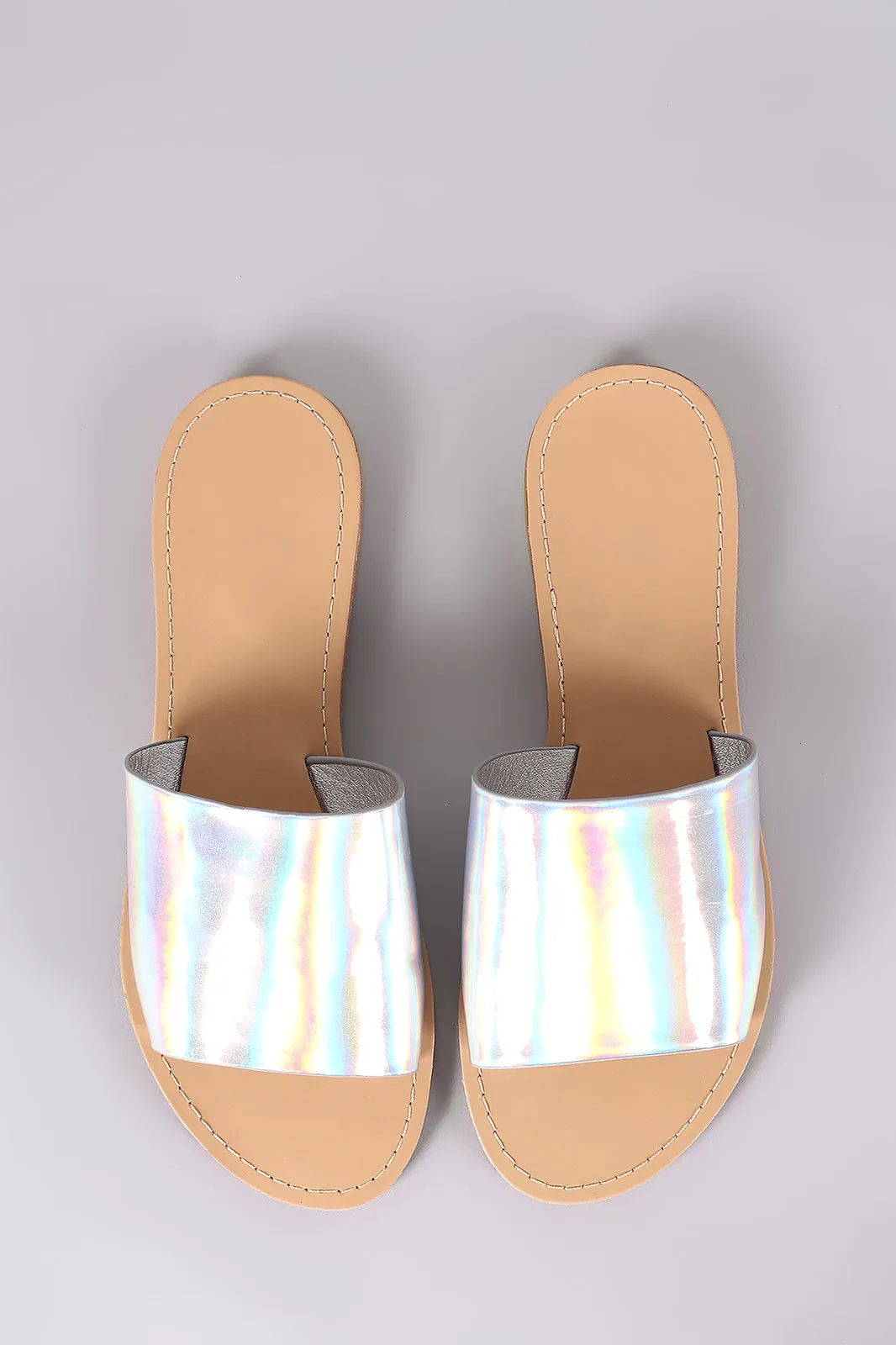 Iridescent Wide Band Slide Sandal
