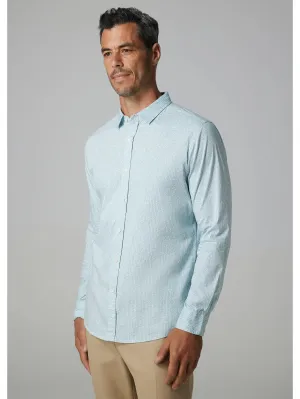 Julian & Mark Light Teal Geo Dot Print Slim Fit Long Sleeve Button Up Shirt
