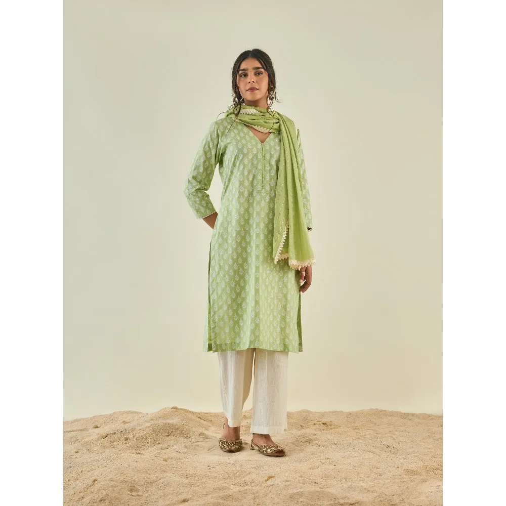 Lahario Dhwani Kurta Set Green (Set Of 3)