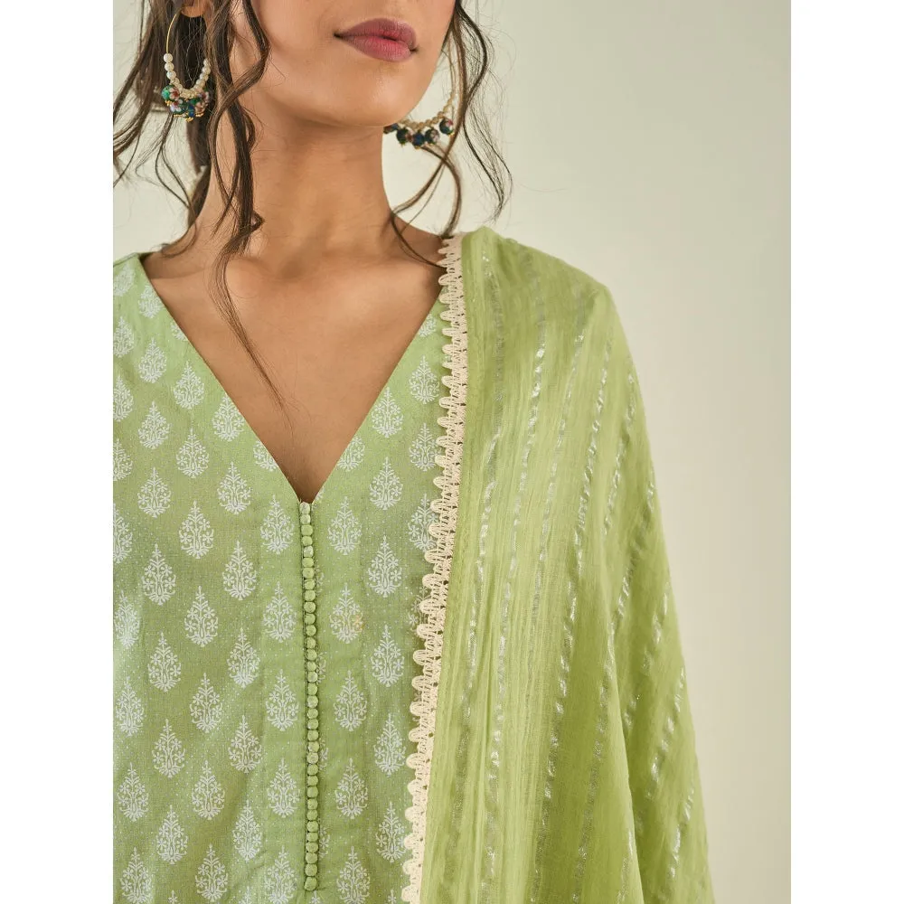 Lahario Dhwani Kurta Set Green (Set Of 3)