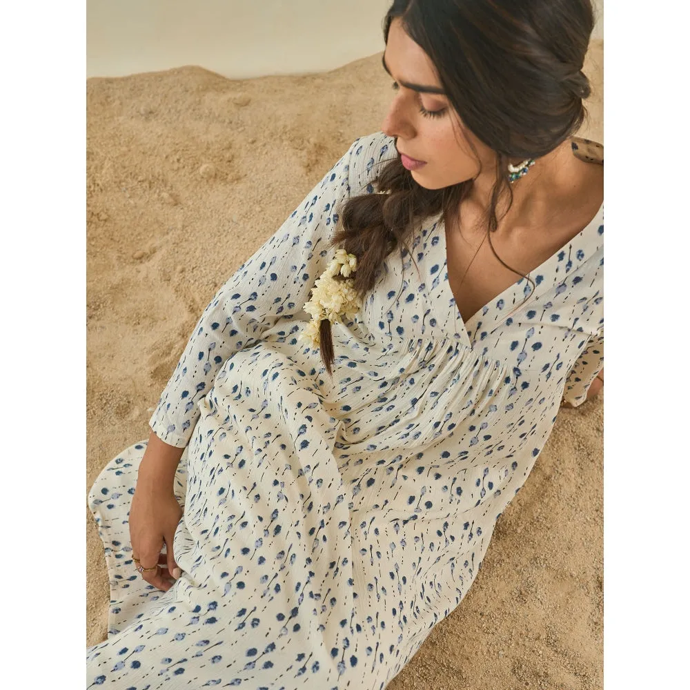 Lahario Fiza Kurta Set Off White & Blue (Set Of 2)