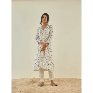 Lahario Fiza Kurta Set Off White & Blue (Set Of 2)