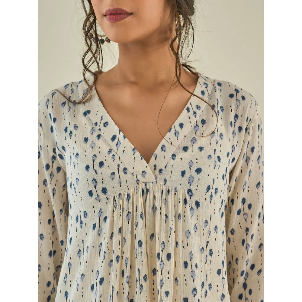 Lahario Fiza Kurta Set Off White & Blue (Set Of 2)